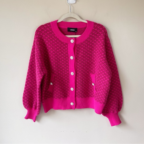 Cider Knit Check Round Neckline Cardigan Size OXL NWT - Picture 3 of 10